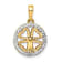14K Yellow Gold with White Rhodium Diamond-Cut Four-leaf Clover Pendant
