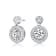 CZ Halo Drop Earrings In Sterling Silver