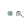 Green Emerald with Moissanite Sterling Silver Halo Stud Earrings