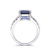 Blue Asscher Cut Lab Created Sapphire, Round White Topaz Accents Rhodium
Over Silver Ring for Women