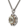 Sterling Silver with 14K Accent Antiqued Green Quartz and Diamond Necklace
