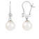 7-8mm Akoya Pearl with Diamond Accent 14K White Gold Leverback Earrings, 0.10ctw