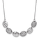Rhodium Over Sterling Silver Polished and Grooved Cubic Zirconia Ovals Necklace