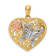 14k Tri-color Gold Textured Butterfly Heart Pendant