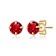 Ruby Color CZ Stud Earrings In 14K Gold Over Brass