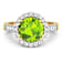 Round Green Peridot and Diamond 14K Yellow Gold Halo Ring 3.14 ctw