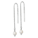 Rhodium Over Sterling Silver  6-7mm White Freshwater Cultured Pearl
Threader Earrings
