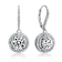 CZ Halo Drop Earrings In Sterling Silver