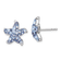 Rhodium Over Sterling Silver Polished Blue Crystal Starfish Post Earrings