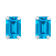 6x4mm Emerald Cut Blue Topaz Rhodium Over 10k White Gold Stud Earrings