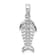Rhodium Over Sterling Silver Polished 3D Fishbone Pendant