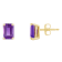 6x4mm Emerald Cut Amethyst 14k Yellow Gold Stud Earrings