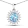 Oval Blue Aquamarine and White Diamond 14K White Gold Halo Pendant with
Cable Chain 2.70ctw