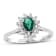 0.53ctw Pear Shaped Emerald and Diamond Ring in 14k White Gold