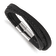 Black Leather and Stainless Steel Polished Multi-Strand 8.25-inch Bracelet