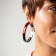 14K Yellow Gold Over Sterling Silver XL Oval Tie Dye Acrylic Hoop
Earrings in Red and Black