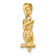 14k Yellow Gold 3D Textured Owl Pendant
