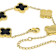 Black Enamel Clover Station Bracelet In Gold Tone StaInless Steel