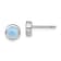 Rhodium Over Sterling Silver Polished Blue Created Opal Round Stud Earrings