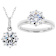 Solitaire CZ Pendant And Ring Set in Sterling Silver