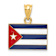 14k Yellow Gold Multi-color Enameled Cuba Flag Pendant
