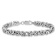 Rhodium Over Sterling Silver 7.5mm Hollow Byzantine 8 Inch Bracelet