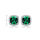Emerald Color CZ Halo Stud Earrings In Sterling Silver