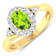 0.9ctw Green Peridot and Diamond 14K Yellow Gold Halo Ring