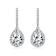 Pear Shape CZ Halo Linear Drop Earrings In Sterling Silver