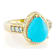 Turquoise Pear With Blue Topaz Ring In 18K Gold Over Sterling Silver 0.23ctw