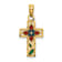 14k Yellow Gold Enameled with Flower Cross Charm