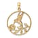 14K Yellow Gold Enameled Hummingbird and Flower in Circle Pendant