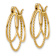 14k Yellow Gold 3/4" Polished and Textured Circle Hoop Earrings