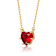 Ruby Color CZ Heart Solitaire Necklace In 14K Gold Over Brass