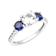 Lab-Created Blue And White Sapphire Three-Stone Ring In Sterling Silver