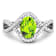1.29ctw Green Peridot and Diamond 14K White Gold Halo Ring