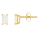 5x3mm Emerald Cut Opal 14k Yellow Gold Stud Earrings