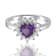 Heart Shape Amethyst with White Topaz Accents Sterling Silver Ring, 1.01ctw