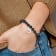 Stainless Steel Polished Crown with Tassel Black Jade Stretch Bracelet