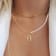 14K Gold Over Brass Initial Pearl Simulant Link Chain Necklace Letter O