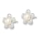 Sterling Silver Polished and Textured Simulated Pearl Flower Post Earrings