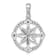 Rhodium Over Sterling Silver Polished Cubic Zirconia Compass Pendant