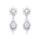 Oval CZ Double Halo Cluster Dangle Earrings In Sterling Silver