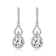 Pear Shape CZ Halo Drop Earrings In Sterling Silver