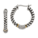 Sterling Silver Antiqued with 14K Accent Diamond Hoop Earrings