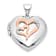 Rhodium Over Sterling Silver Diamond Rose Rhodium Hearts 18mm Locket