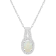 6x4mm Oval Opal 1/8 ctw Diamond Rhodium Over Sterling Silver Halo
Pendant with Chain