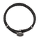 Black Leather and Stainless Steel Brushed Compass 8.5-inch Bracelet
