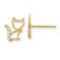 14k Yellow Gold Children's Kitten with Cubic Zirconia Tail Stud Earrings