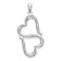 Rhodium Over 14k White Gold 3D Solid Double Hanging Hearts Pendant
